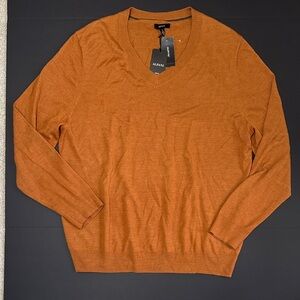Alfani Men's V-Neck Sweater in Burnt Orange